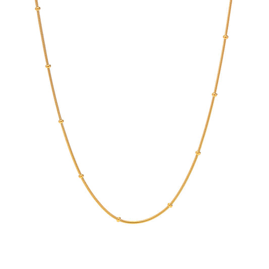 Gold beaded satellite snake chain necklace