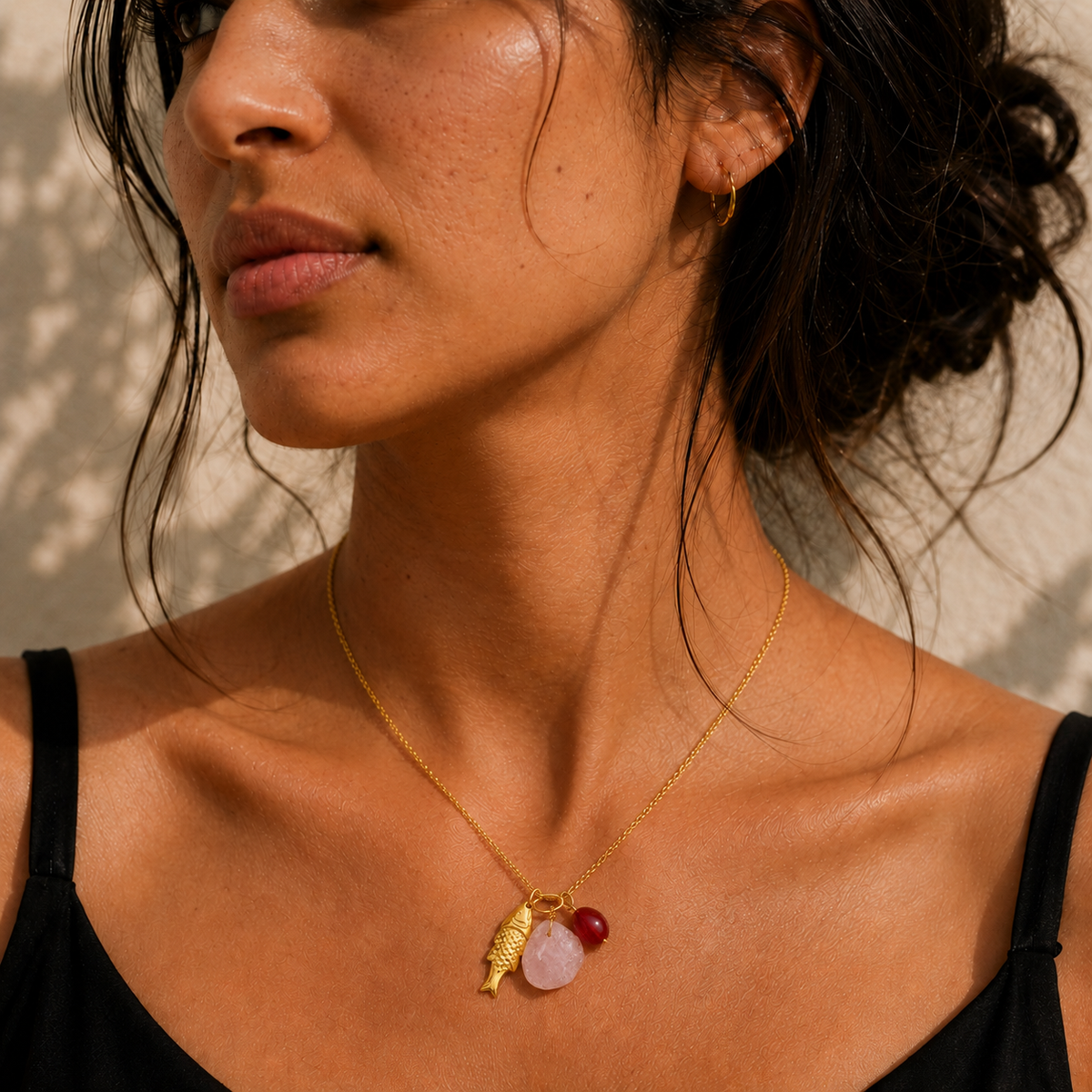 Rose Quartz Charm Necklace