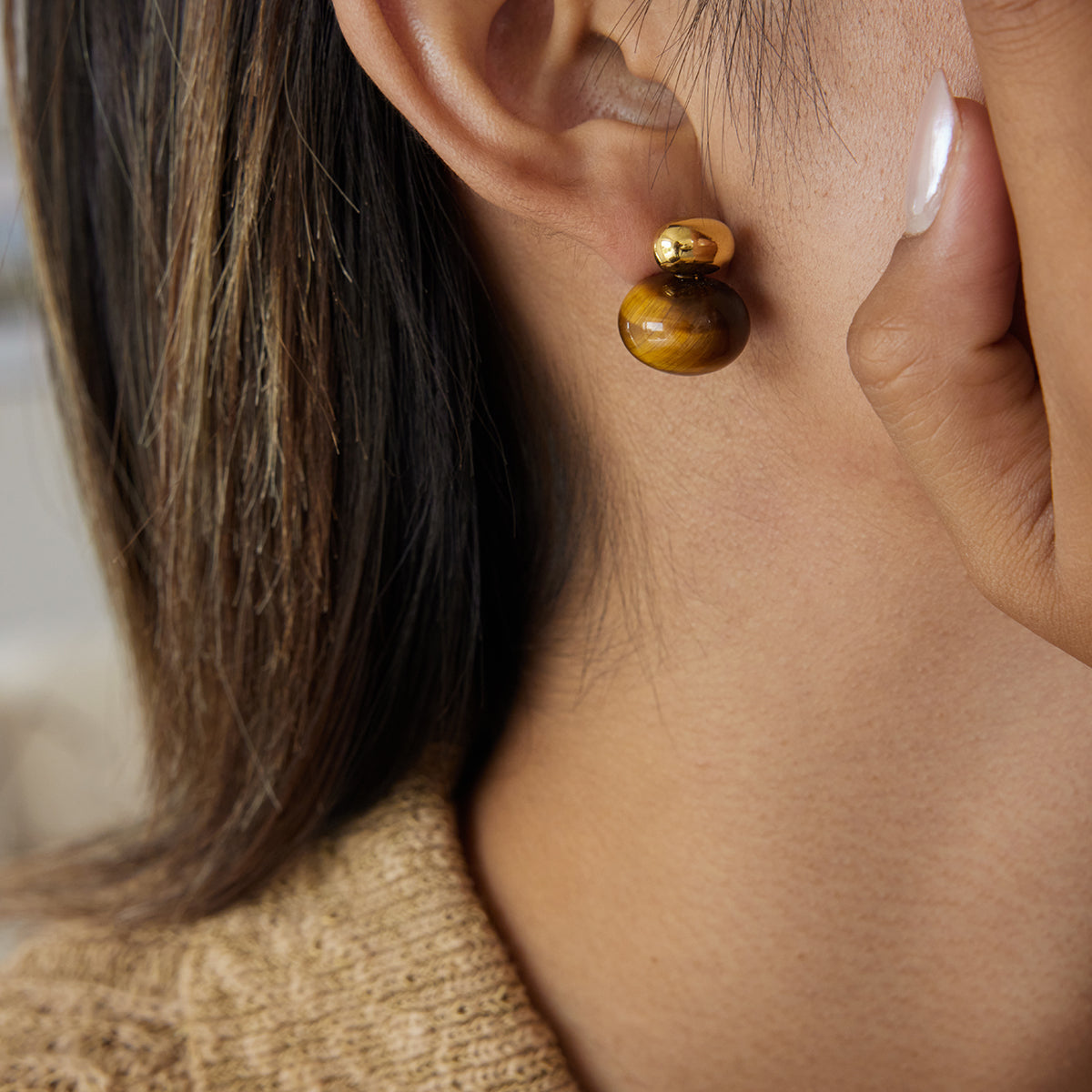 Luna Tiger Eye Studs