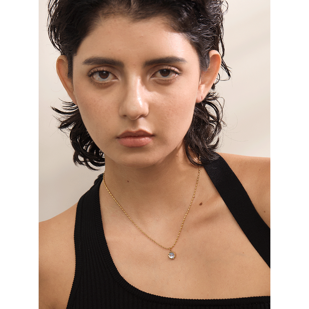 Moonstone Halo Necklace