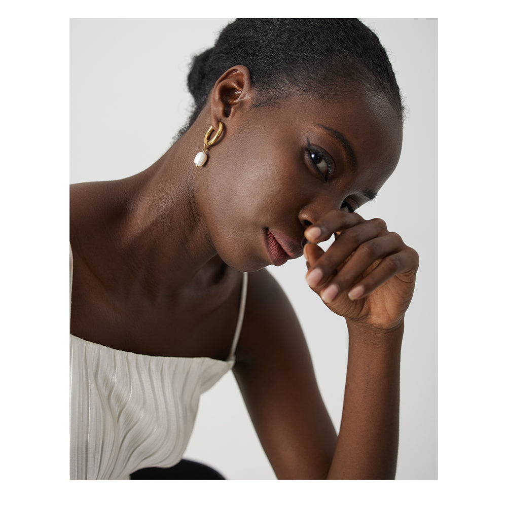 Moon Pearl Hoops