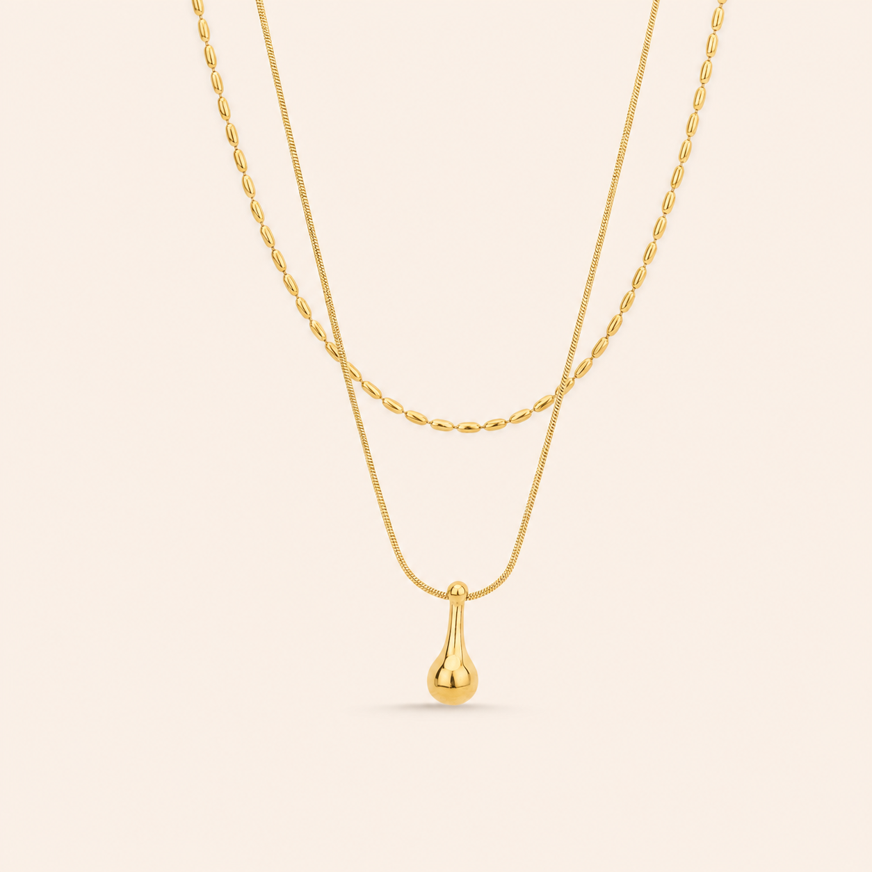 Golden Dewdrop Layered Necklace