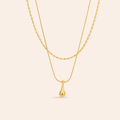 Golden Dewdrop Layered Necklace