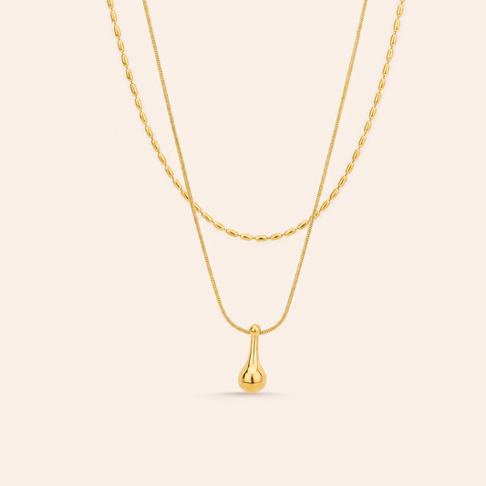 Golden Dewdrop Layered Necklace
