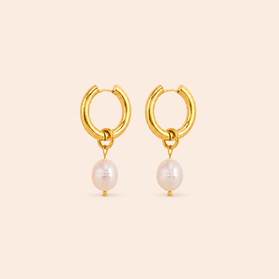 Moon Pearl Hoops