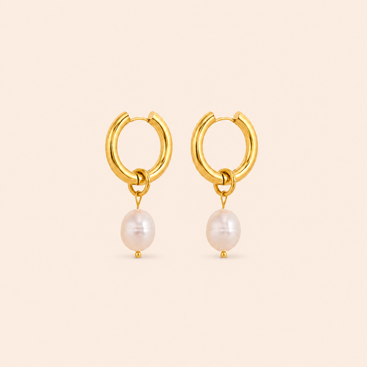 Moon Pearl Hoops