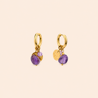 Amethyst Charm Hoops